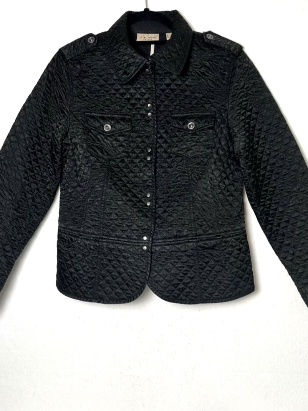 I.E. Relaxed Black Diamond Quilted Blazer Peplum Jacket Size PL Minimalist